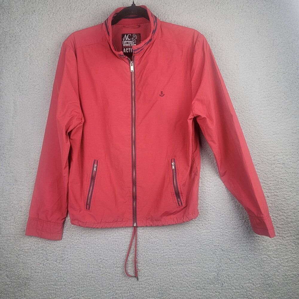 Arturo Calle Actitud Chaqueta Track Jacket Small Red Full Zip Pockets Anchor